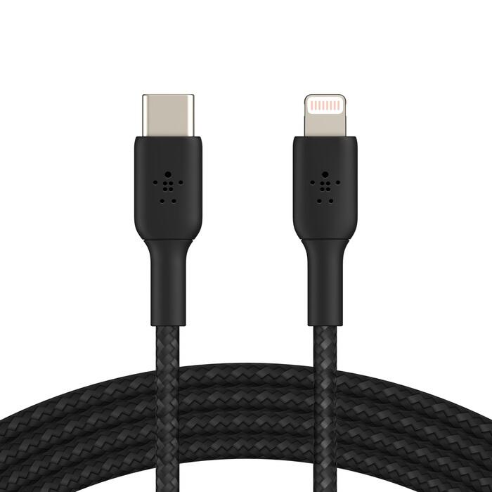Belkin BoostCharge geflochtenes 1 m USB-C/Lighting Kabel, schwarz Belkin BoostCharge geflochtenes 1 m USB-C/Lighting Kabel, schwarz